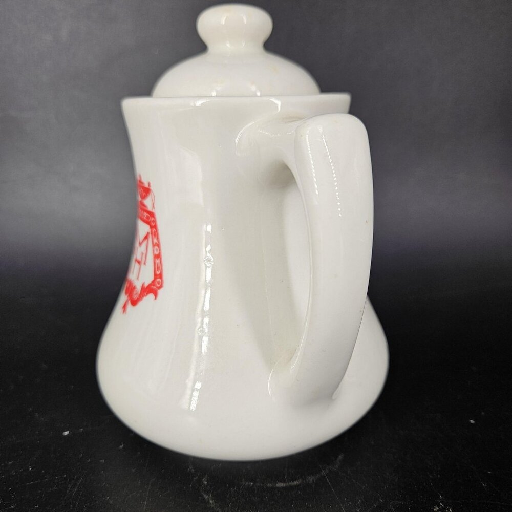 Vintage Scammell's Lamberton China White Teapot Pitcher White Red Hotelware - Picture 3 of 14